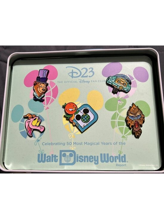 Disney Other - Walt Disney World D23 Collectible Tin & 50th Anniversary Pins Set Multicolor Pre